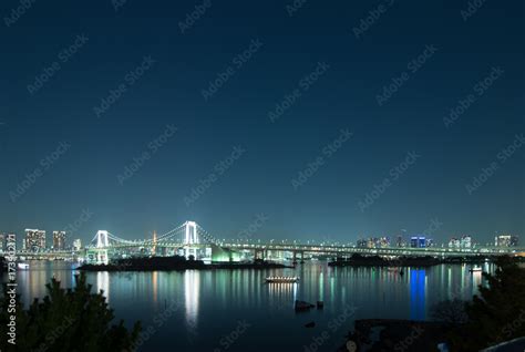 Rainbow Bridge at Odaiba Seaside Park, Odiaba, Tokyo, Japan Stock Photo | Adobe Stock