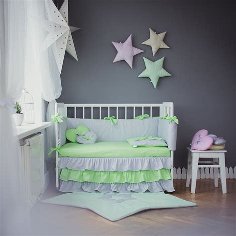 Crib bedding Grey Green Baby bed sets Green by CotandCot on Etsy