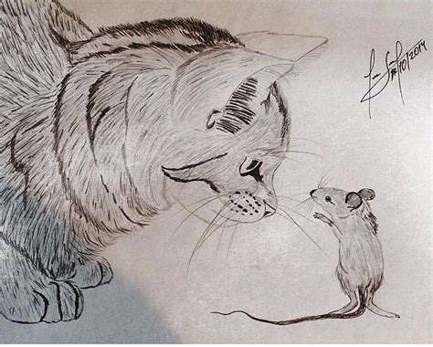 Cat and mouse Drawing by Lao Salazar - Fine Art America