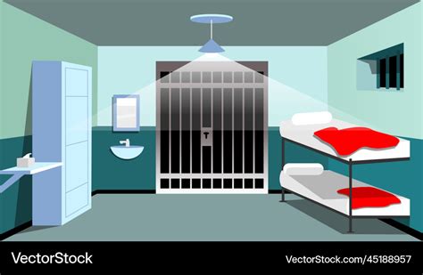 Prison cell interior in cartoon style Royalty Free Vector