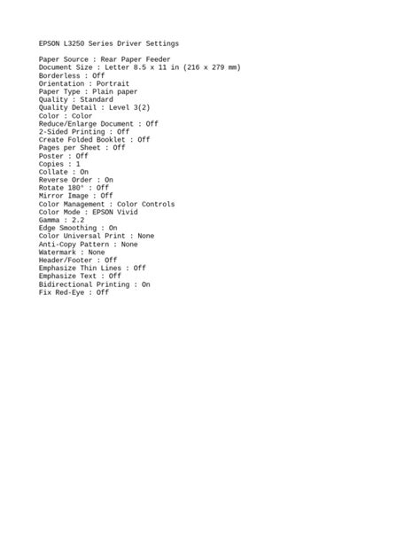 EPSON L3250 Series Driver Settings | PDF