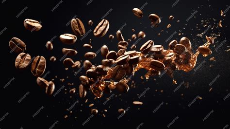 Premium AI Image | Falling coffee beans on dark background