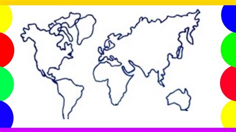 WORLD MAP DRAWING | How to draw world map outline how to draw world ...