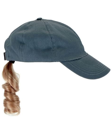 Gray Baseball Cap With Blond Ponytail - Adult Hat - at Wonder Costumes