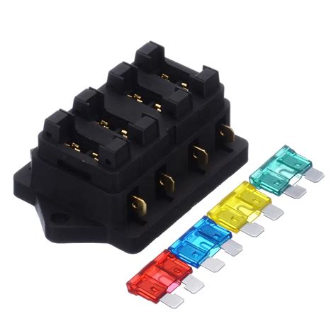 Car Styling 4 Way Fuse Box Auto Vehicle Circuit Automotive Blade Fuse Block Holder Box with Fuse ...