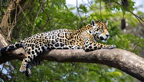 Premium AI Image | leopard sleeping in a tree