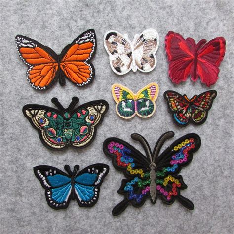 butterfly Patches For Clothing Iron On Embroidered Appliques DIY Apparel Accessories Patches For ...