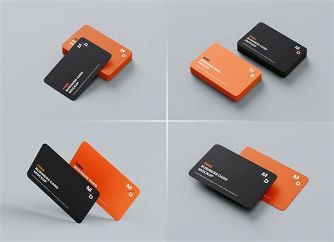 5 Free Rounded Corners Business Card Mockup PSD Set - Good Mockups