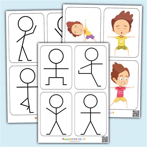 Printable flashcards Stick Figure for preschool fitness at home or in ...