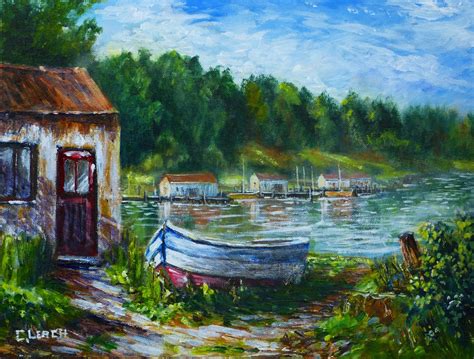 Acrylic Landscapes: Boat New Acrylic Painting