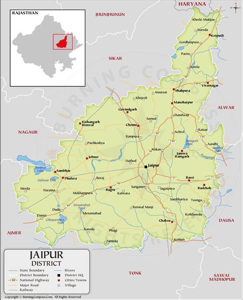 Jaipur District Map, Rajasthan, India