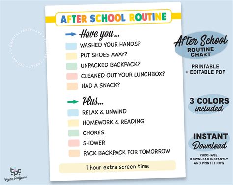 Editable After School Routine Printable Reusable After - Etsy