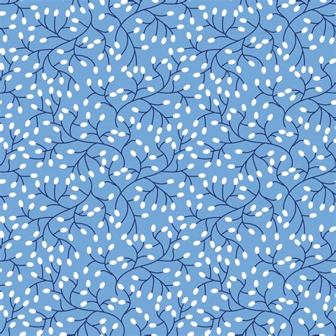 Seamless pattern with willow branches on a blue background 6115995 ...