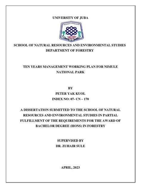 Ten Years Management Working Plan For Nimule National Park | PDF | Soil