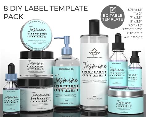 Editable Cosmetic Label Template Custom Skincare Product | Etsy