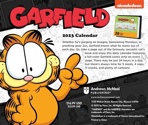 Garfield 2023 Day To Day Calendar - 2023 Printable Calendar