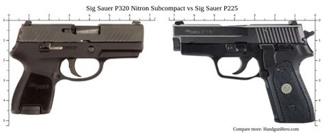 Sig Sauer P320 Nitron Subcompact vs Sig Sauer P225 size comparison ...