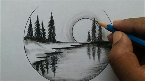 Nature scenery drawing for beginners / easy and step by step - YouTube