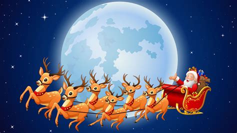 Santa Claus On Sled Near full Moon HD Santa Claus Wallpapers | HD ...