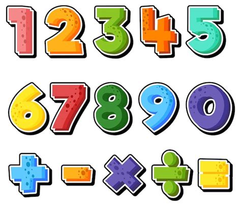 Free Vector | Counting number 0 to 9 and math symbols