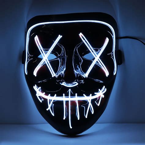 Halloween LED EL Wire Light Up Party Mask for Cosplay Purge Bloody ...