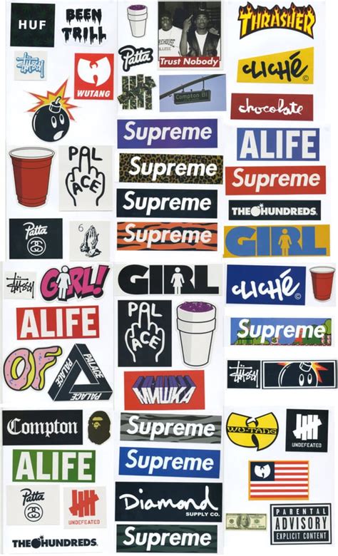 Supreme Sticker Pack - 54 Stickers - FREE SHIPPING WORLDWIDE - Skateboard Vinyl Decal Stickers ...