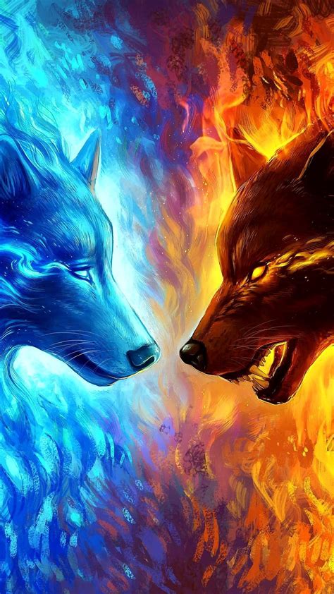 Fire and Ice Wolf Wallpapers on WallpaperDog