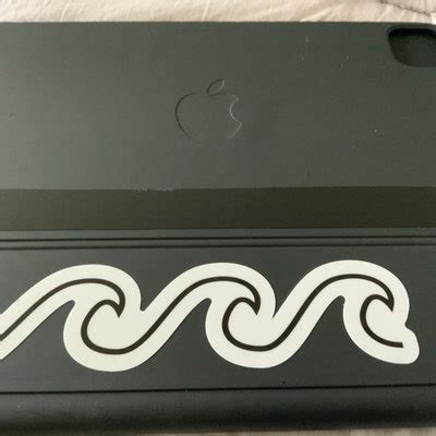 6 Black and White Wave Sticker Surf Beach Ocean Laptop Cooler Car Vehicle Window Bumper Decal ...