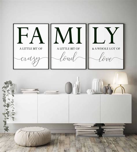 Family Sign,family a Little Bit of Crazy Print,set of 3 Prints,family Quotes,home Decor Signs ...