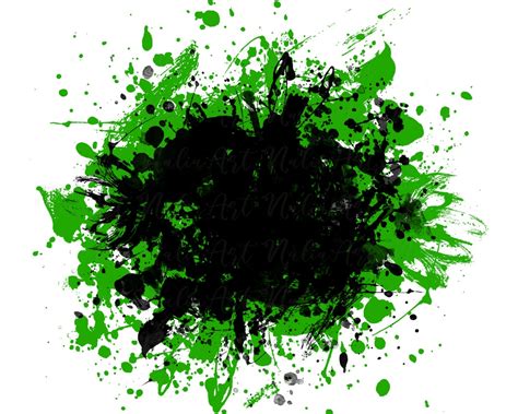 Background Paint Splatter Green Black Splash Frame Splatter Background Printable Artwork I ...