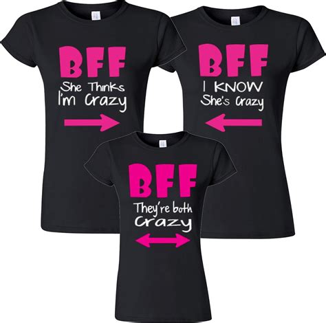 Amazon.com: BFF Best Friend Together Triple Three Friends Designs Matching Cute Matching Shirts ...