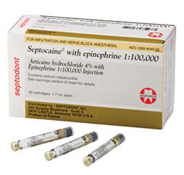 Septocaine Articaine 4% with Epinephrine 1:100,000. Box of 50 - 1.7 | Medical Supplies