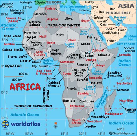 Large Map of Africa, Easy to Read and Printable