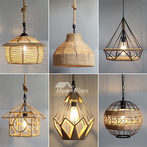 Rustic Pendant Lights Hanging Rope For Kitchen Hollow Cheap Lighting