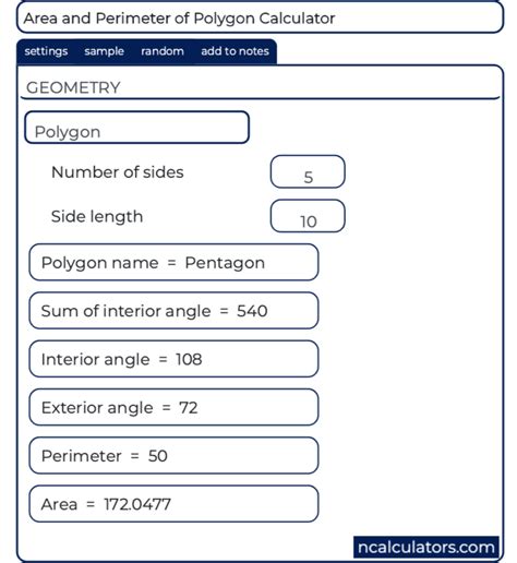 Polygon Calculator | Exterior angles, Area and perimeter, Interior and exterior angles