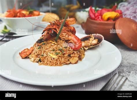 Peruvian food: called "Arroz chaufa" with seafood and "Chupe de ...