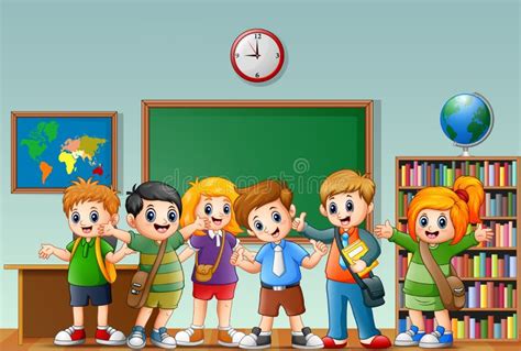 Happy Students in a Classroom Stock Vector - Illustration of school, kids: 95596083