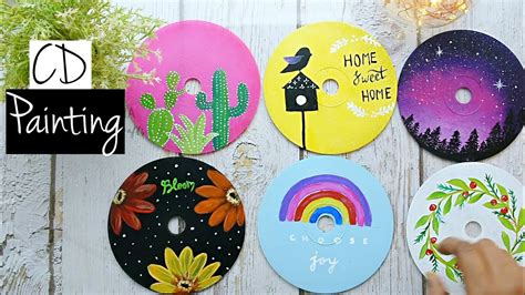 6 CD Painting | CD Painting Ideas | Painting CDs | Easy | How to paint ...