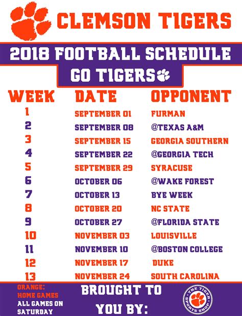 Ready for another @ClemsonFb season?! ‍♂️ Here's a printable schedule on us! Just print to ...