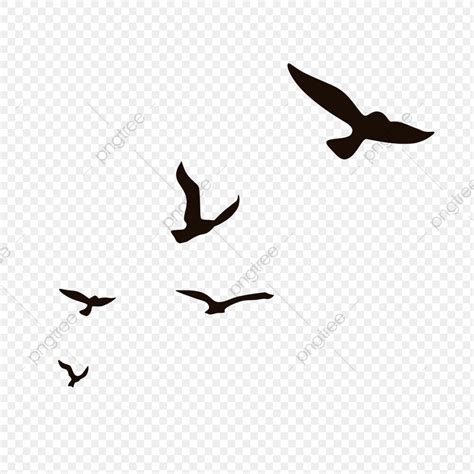 Little Bird Silhouette Vector PNG, Aerial Fly Little Bird Silhouette, A Flock Of Birds, Flying ...