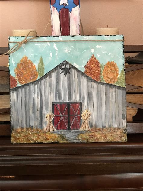 Faded Fall Barn Old Country Barn in Fall Handpainted Onto - Etsy