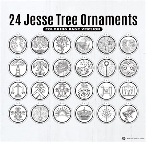 24 jesse tree printable ornaments pdf coloring page ornaments catholic printable ornaments ...