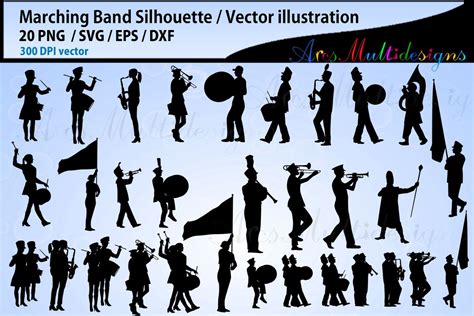 Marching Band Silhouette Vector at Vectorified.com | Collection of Marching Band Silhouette ...