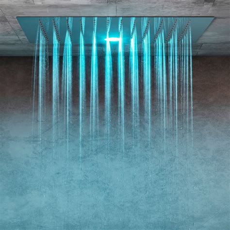 Square Chromotherapy Shower Head - LED Light - Rain | PSCBath