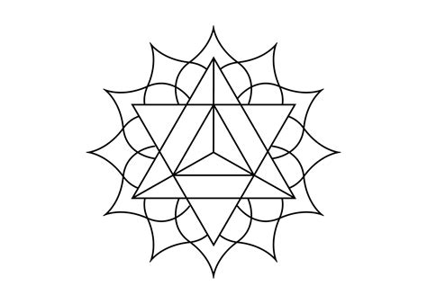 Sacred geometry, mystical symbol of the Merkabah, lotus flower in black ...