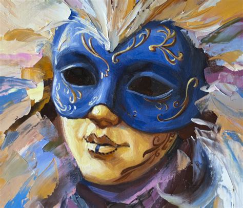 Venetian mask original painting abstract masquerade mask 20x16 | Etsy