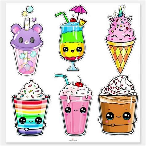 TIERN DRINKS- SWEET DESIGNS STICKER | Zazzle | Cute animal drawings kawaii, Cute doodle art ...