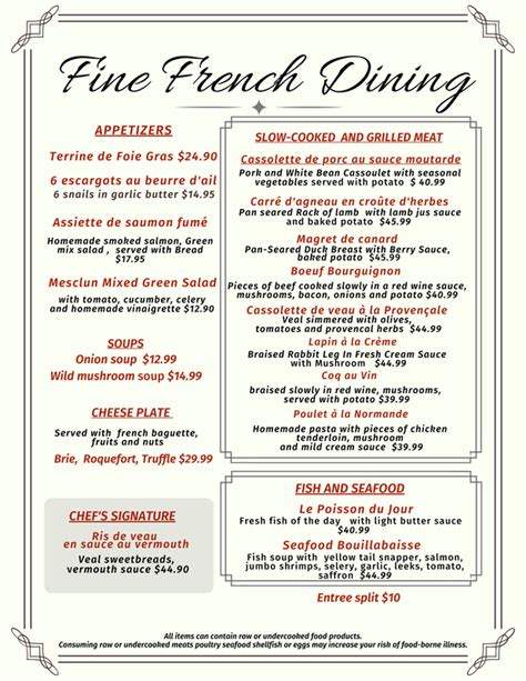 Menu - FAMILY FRENCH RESTAURANT