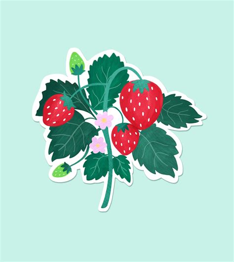 Strawberry laptop sticker glossy vinyl die cut sticker | Etsy