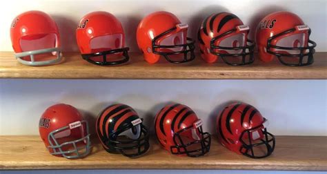 9 Cincinnati Bengals Complete NFL Helmet History Riddell Pocket Pro 2 Two Bar #Riddell # ...